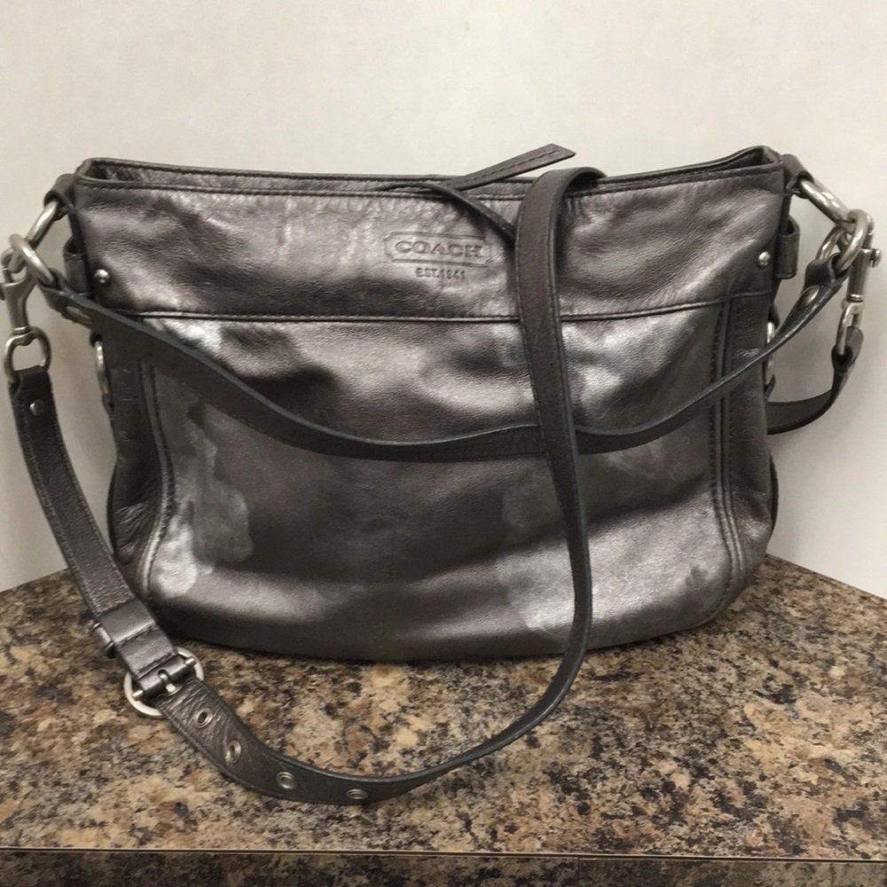 Coach Silver Metallic Leather Kristin Bag